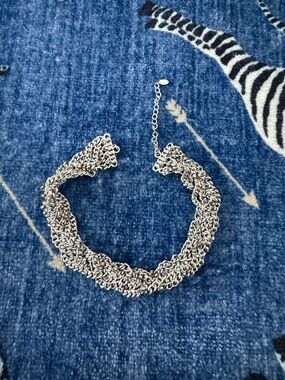 Zara Silver Braided Multi-Chain Choker Necklace